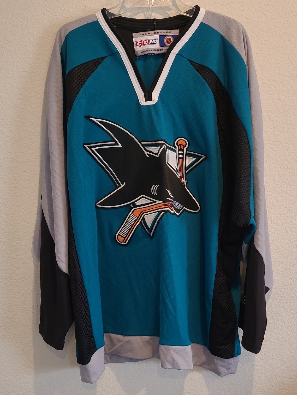 CCM Vintage San Jose Sharks Teal Hockey Jersey XXL